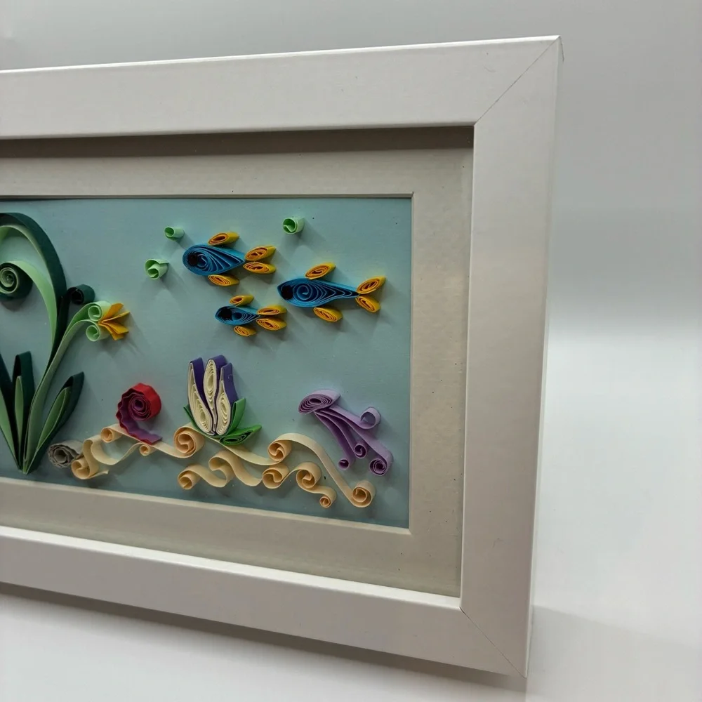 Framed Quilling Art with Fish and Flowers